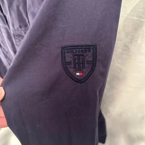 Tommy Hilfiger Utility Jacket Navy Blue Zipper Closure Snap Button Pocket sz M - Picture 5 of 12
